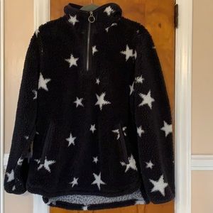 Black with White Stars Fleece Pullover